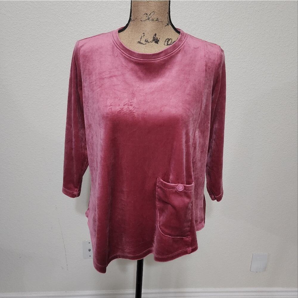 WESTBOUND PINK velvet  long‎ sleeve shirt size PM petite